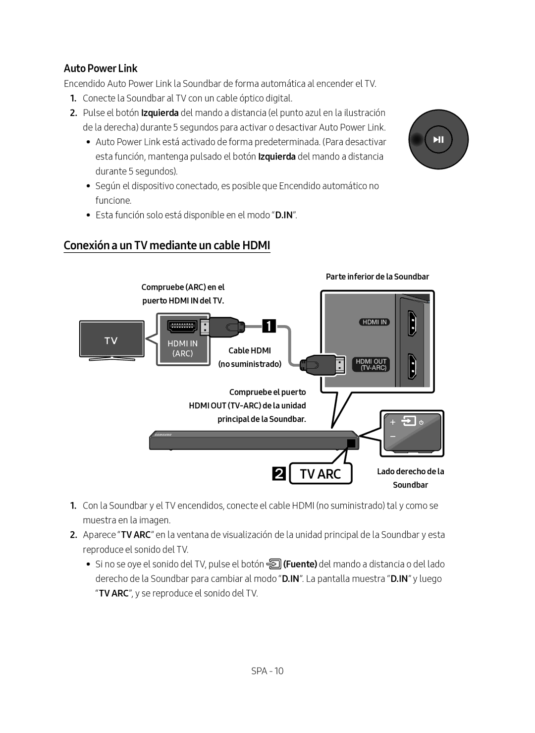 Samsung HW-N450/ZF manual  Tv Arc, Conexión a un TV mediante un cable Hdmi 