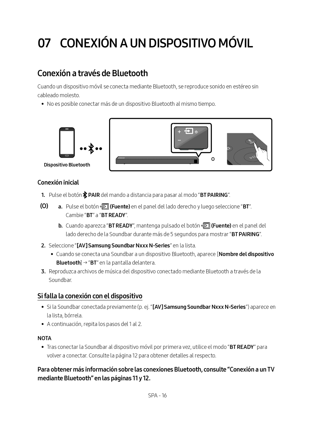 Samsung HW-N450/ZF manual Conexión a UN Dispositivo Móvil, Conexión a través de Bluetooth 