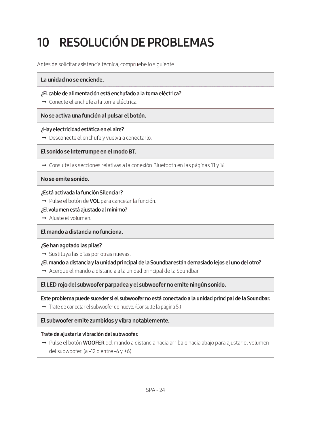 Samsung HW-N450/ZF manual Resolución DE Problemas 