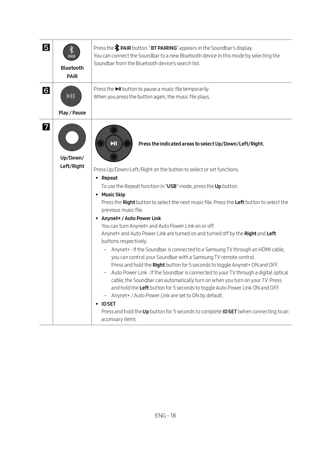 Samsung HW-N450/ZF manual Repeat, Music Skip, Anynet+ / Auto Power Link 