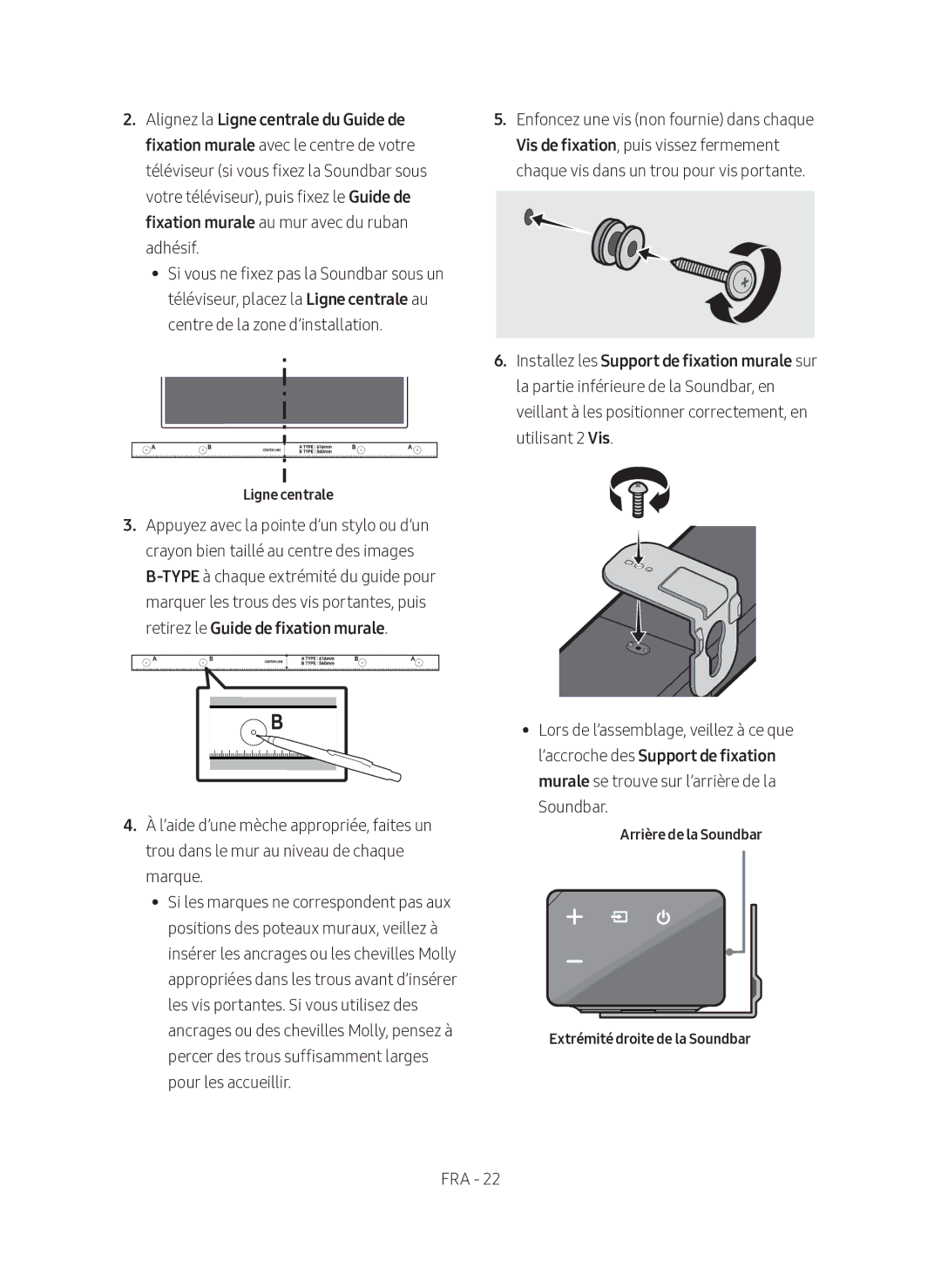 Samsung HW-N450/ZF manual Arrière de la Soundbar Extrémité droite de la Soundbar 