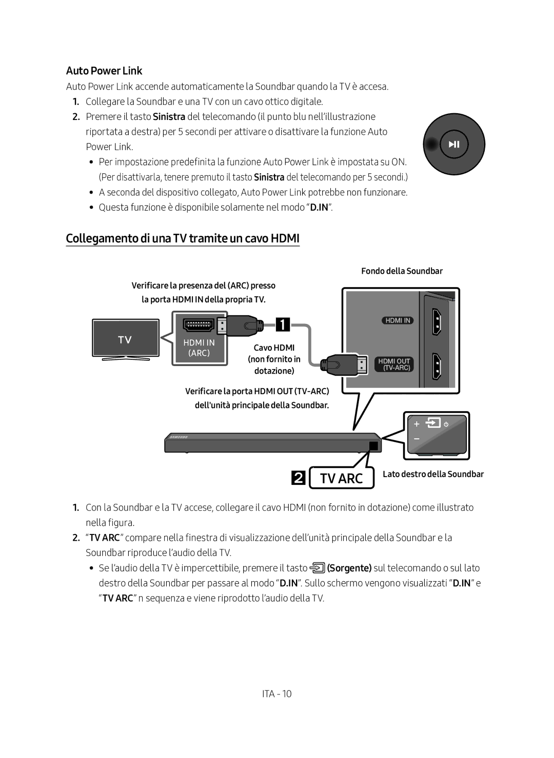 Samsung HW-N450/ZF manual Collegamento di una TV tramite un cavo Hdmi, Fondo della Soundbar 