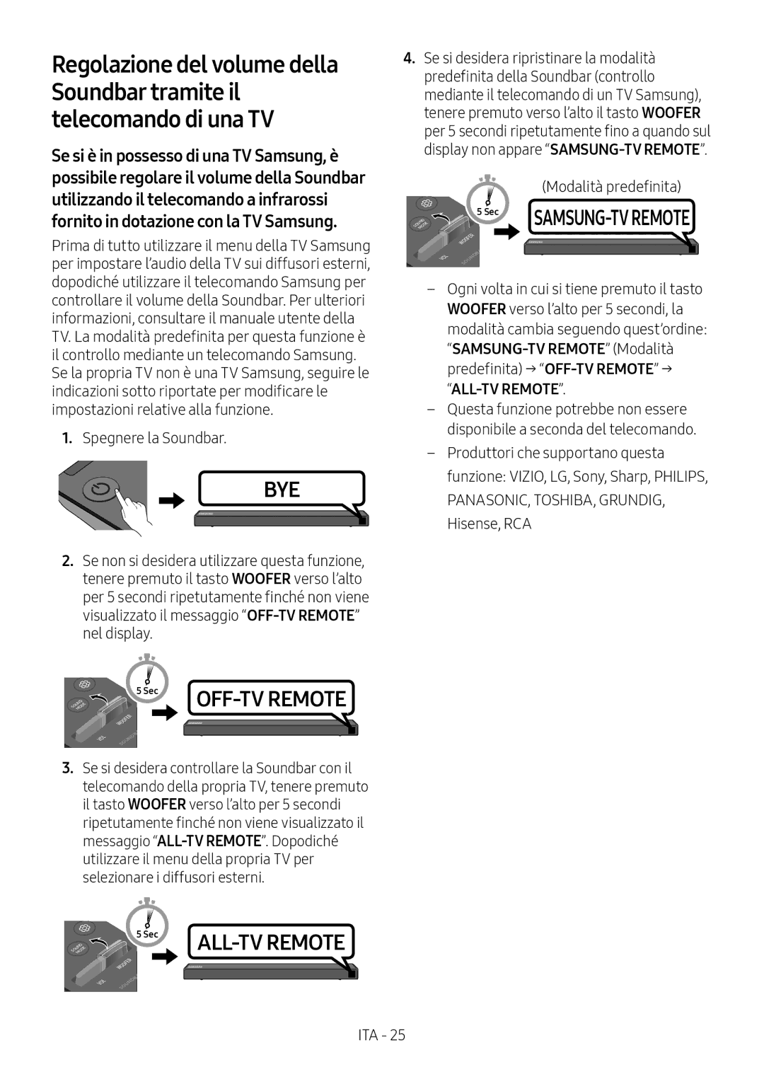 Samsung HW-N450/EN, HW-N450/ZG, HW-N450/ZF, HW-N450/XN, HW-N460/XE manual Modalità predefinita, ALL-TV Remote 