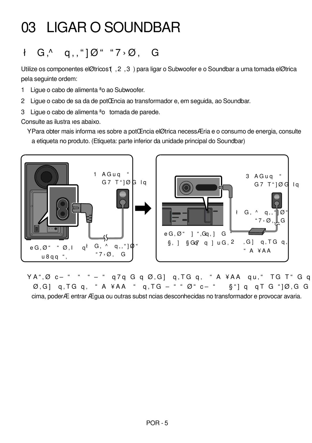 Samsung HW-N450/ZG, HW-N450/ZF, HW-N450/XN, HW-N450/EN, HW-N460/XE manual Ligar O Soundbar, Ligar à corrente elétrica 