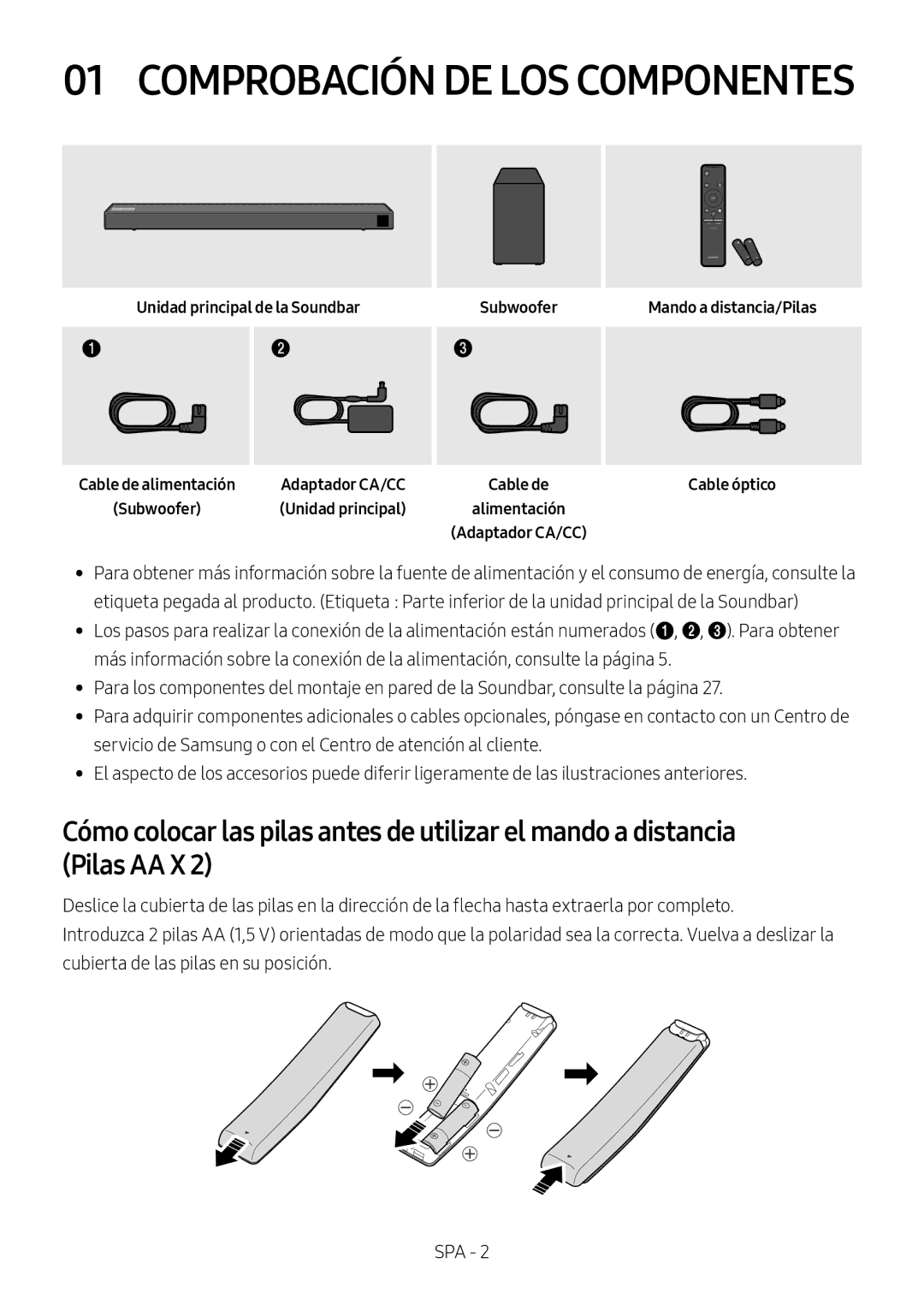 Samsung HW-N460/XE, HW-N450/ZG, HW-N450/ZF, HW-N450/XN, HW-N450/EN Unidad principal de la Soundbar Subwoofer, Adaptador CA/CC 