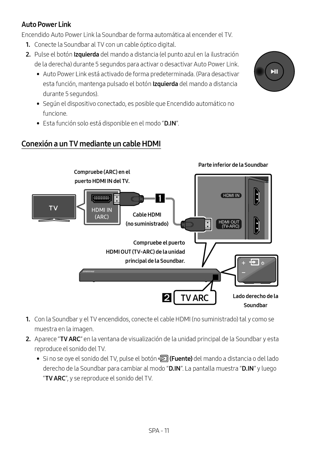 Samsung HW-N450/EN, HW-N450/ZG, HW-N450/ZF, HW-N450/XN, HW-N460/XE manual  Tv Arc, Conexión a un TV mediante un cable Hdmi 