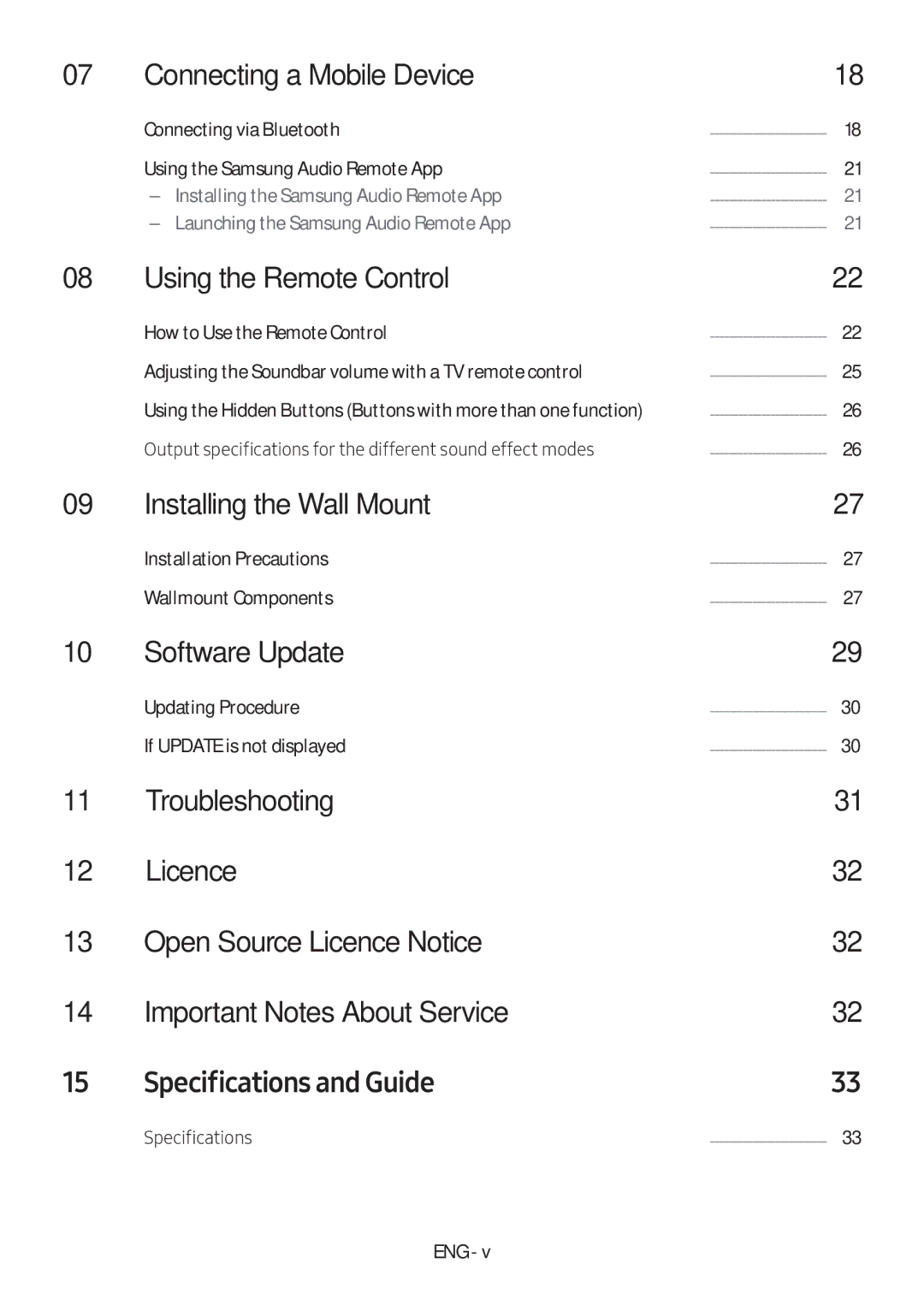 Samsung HW-N450/ZG manual Connecting a Mobile Device, Using the Remote Control, Installing the Wall Mount, Software Update 