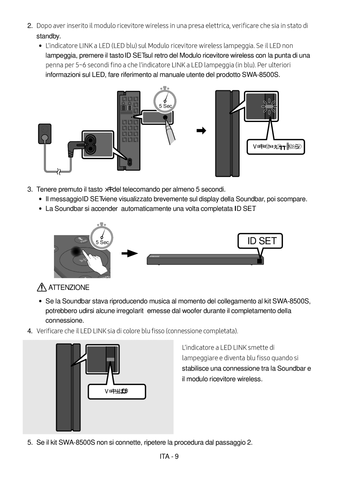 Samsung HW-N450/XN, HW-N450/ZG, HW-N450/ZF, HW-N450/EN, HW-N460/XE manual Attenzione, Blu lampeggiante 