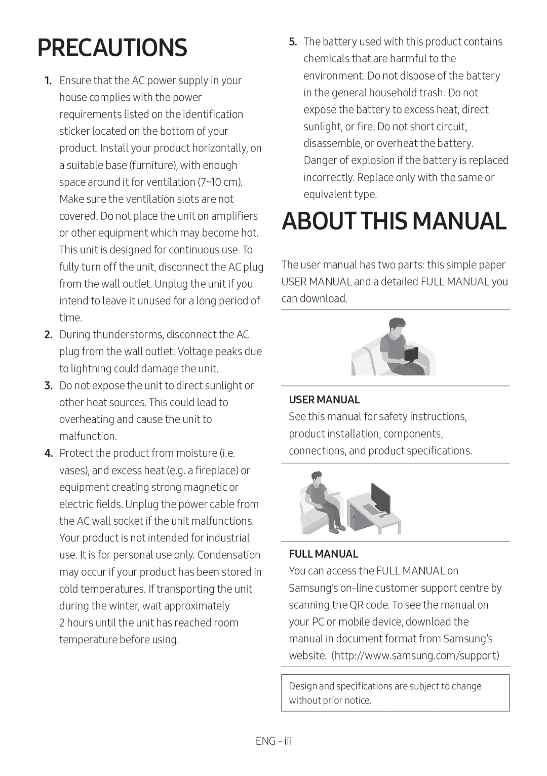 Samsung HW-N450/EN, HW-N450/ZG, HW-N450/ZF, HW-N450/XN, HW-N460/XE manual Precautions, About this Manual 