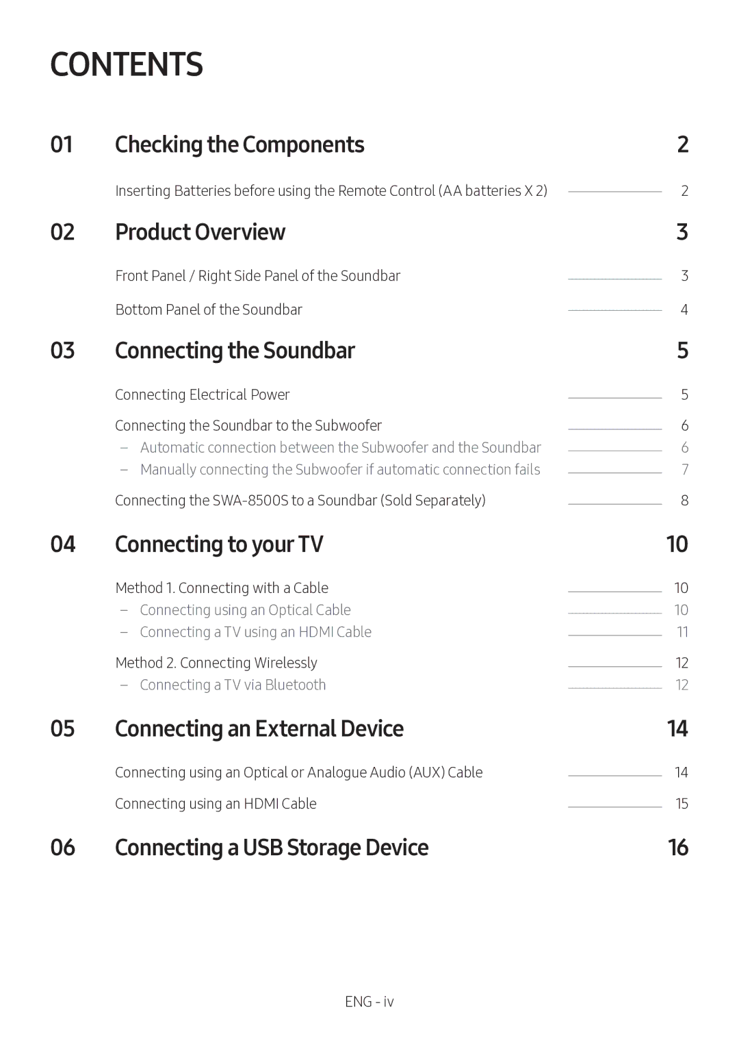 Samsung HW-N460/XE, HW-N450/ZG, HW-N450/ZF, HW-N450/XN, HW-N450/EN manual Contents 