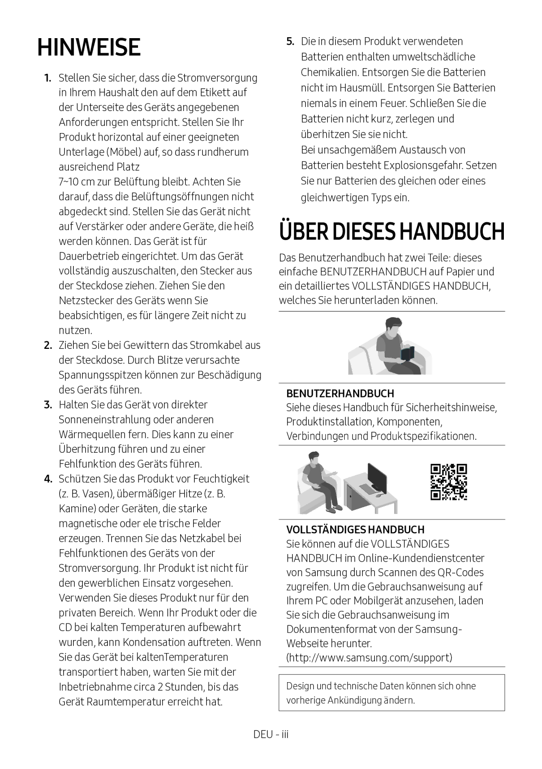 Samsung HW-N450/ZG, HW-N450/ZF, HW-N450/XN, HW-N450/EN, HW-N460/XE manual Hinweise, Über Dieses Handbuch 