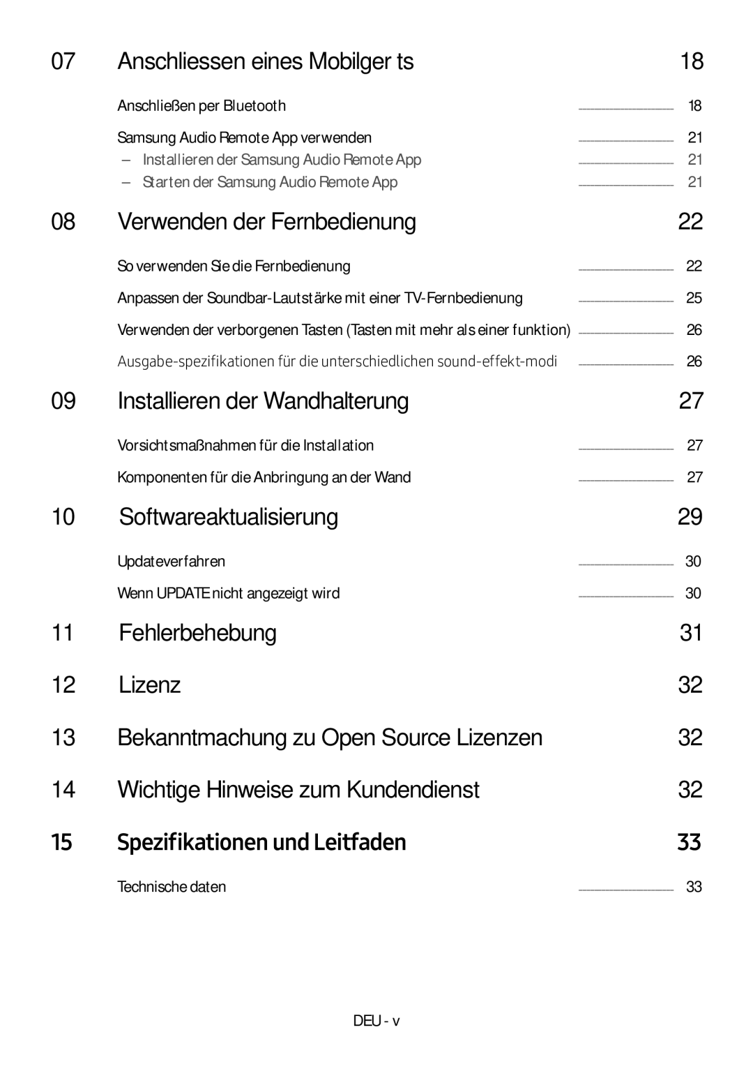 Samsung HW-N450/XN, HW-N450/ZG Anschliessen eines Mobilgeräts, Verwenden der Fernbedienung, Installieren der Wandhalterung 