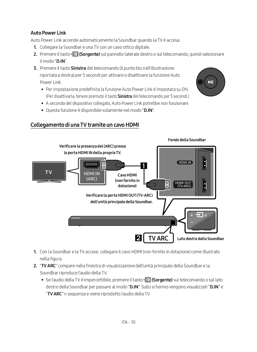 Samsung HW-N450/ZG manual Collegamento di una TV tramite un cavo Hdmi, Power Link 