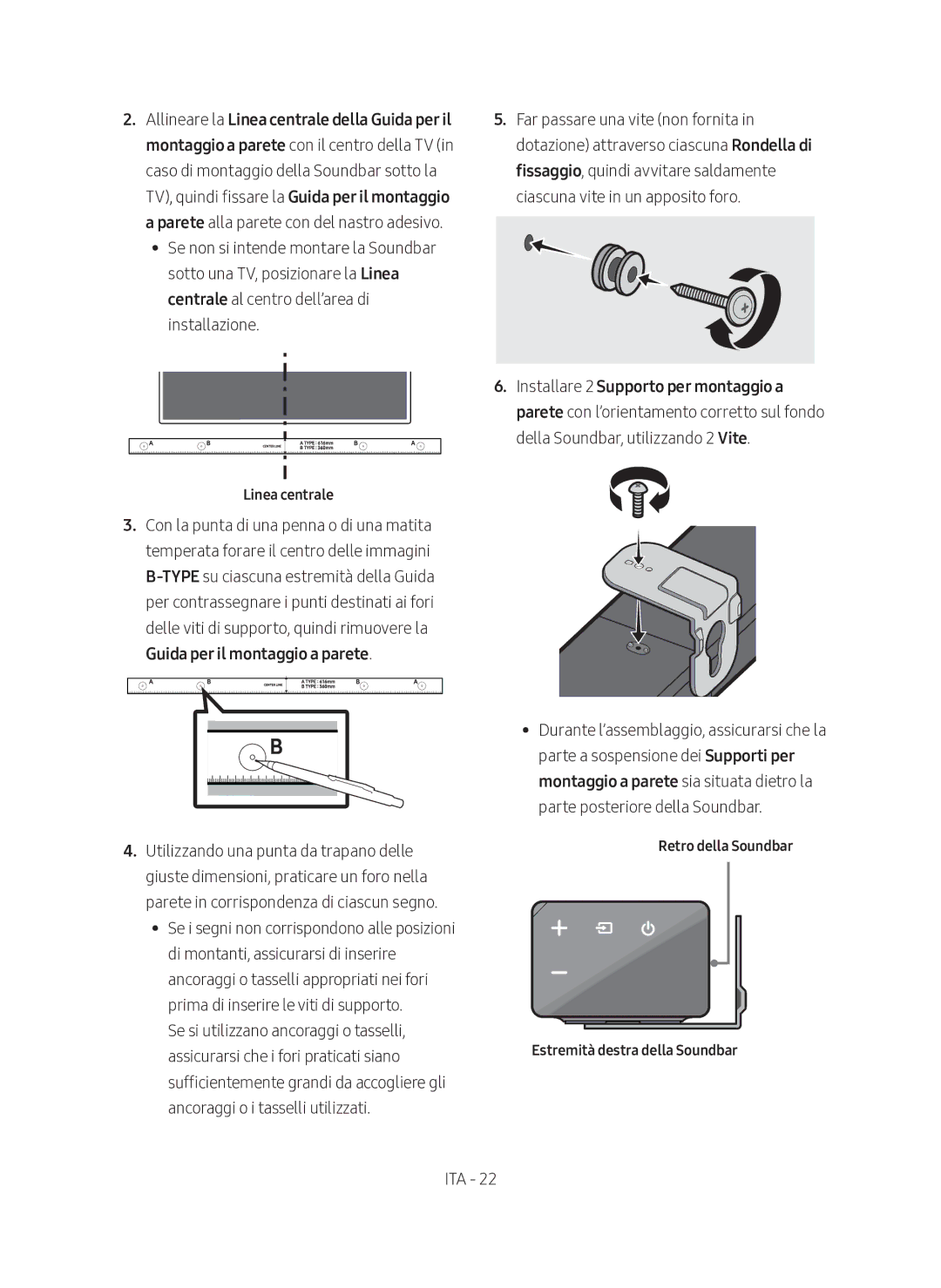 Samsung HW-N450/ZG manual Guida per il montaggio a parete 