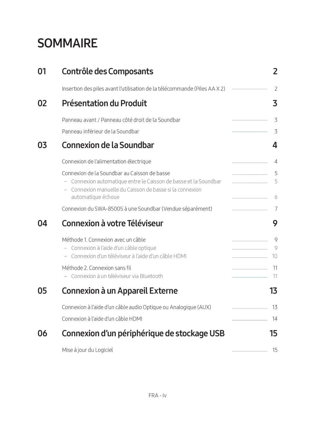 Samsung HW-N450/ZG manual Sommaire 