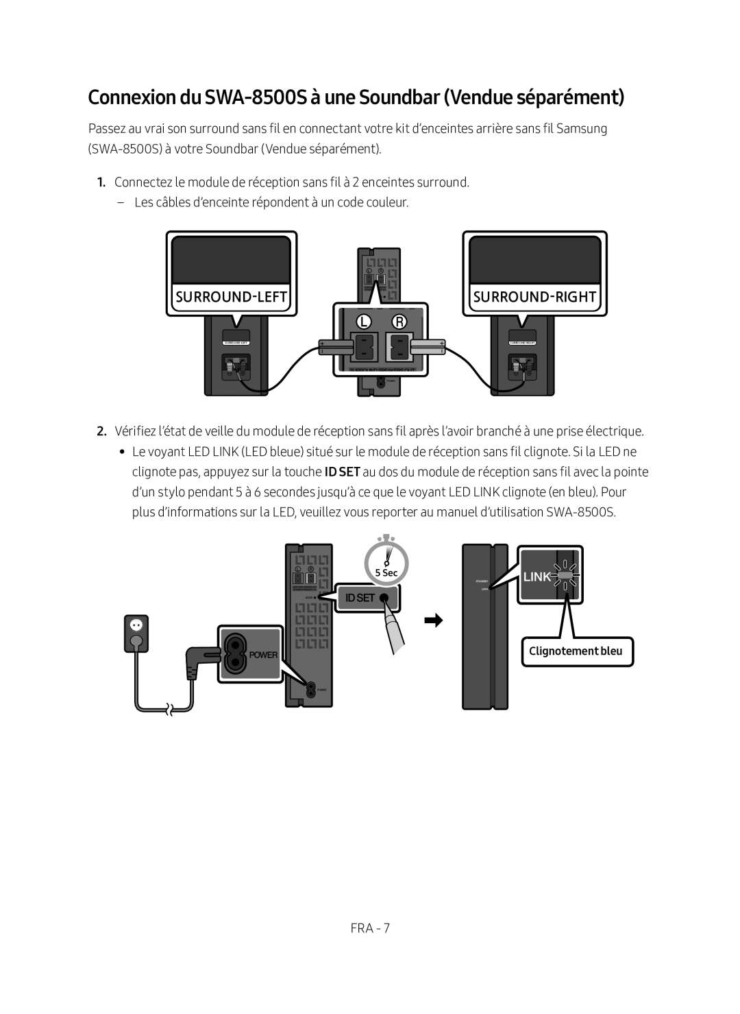 Samsung HW-N450/ZG manual Connexion du SWA-8500S à une Soundbar Vendue séparément 