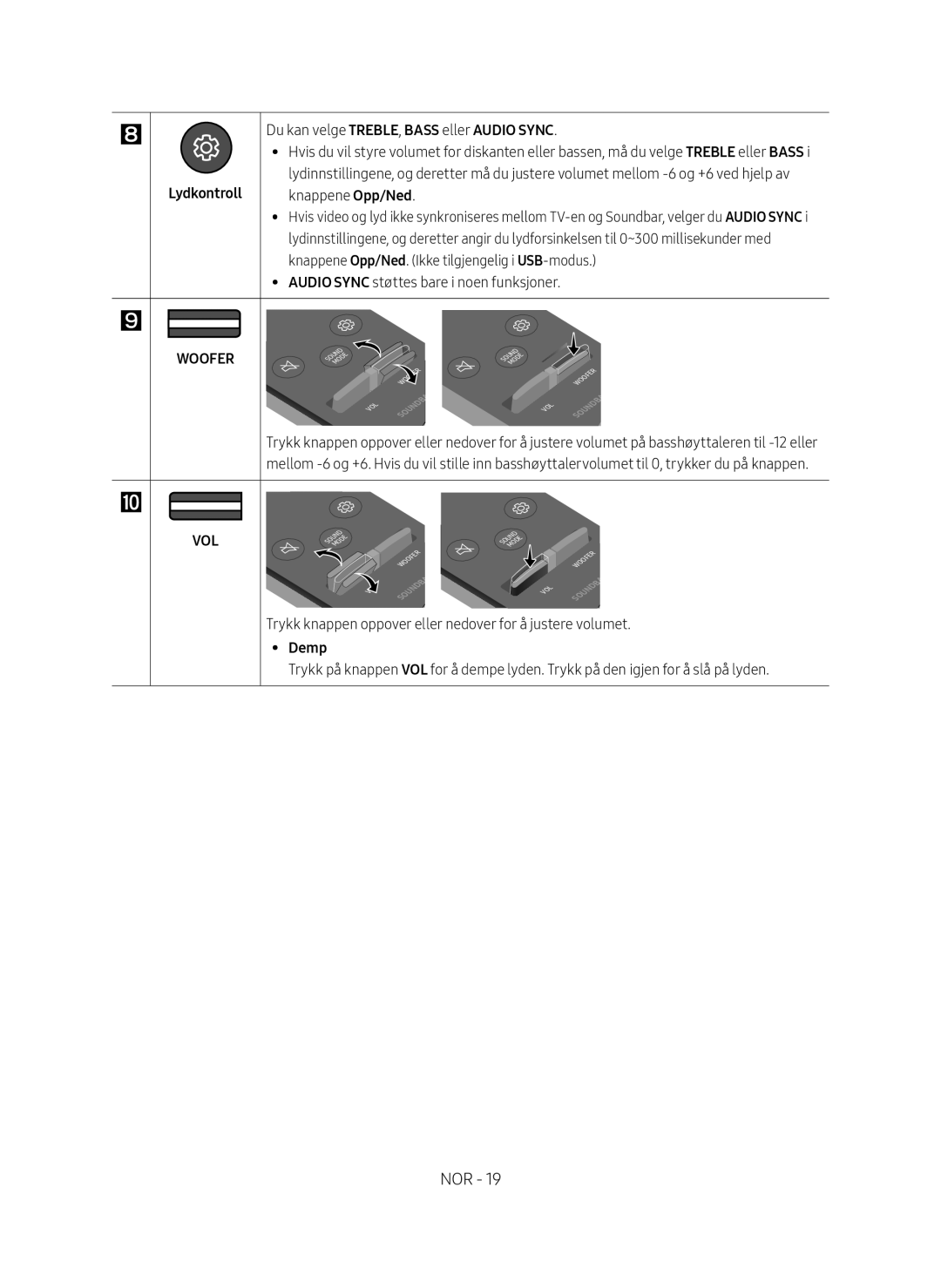 Samsung HW-N460/XE manual Lydkontroll 