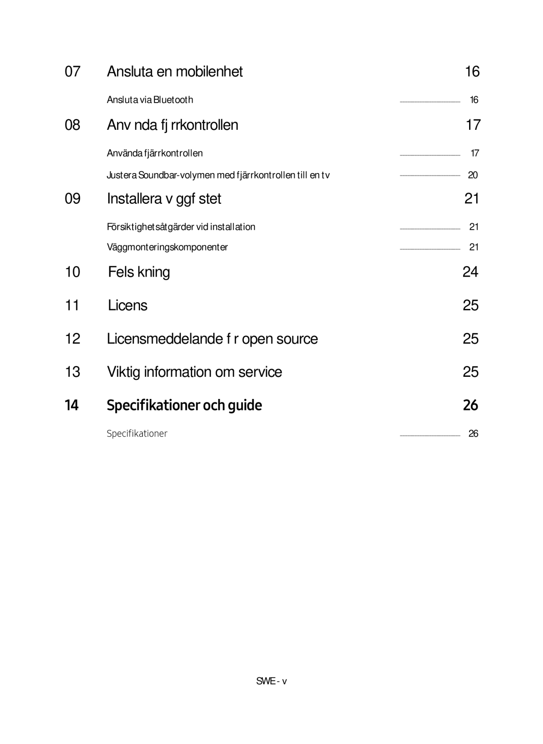 Samsung HW-N460/XE manual Ansluta en mobilenhet, Använda fjärrkontrollen, Installera väggfästet, Ansluta via Bluetooth 