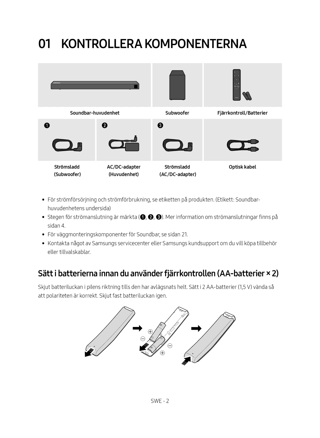 Samsung HW-N460/XE manual Kontrollera Komponenterna 