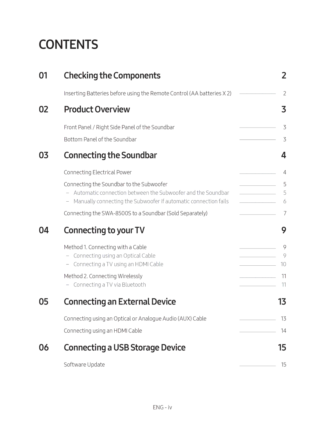 Samsung HW-N460/XE manual Contents 