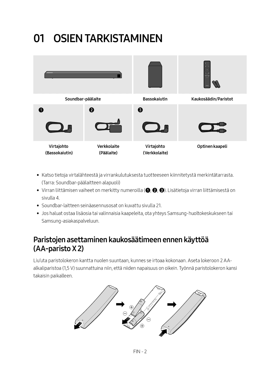 Samsung HW-N460/XE manual Osien Tarkistaminen 