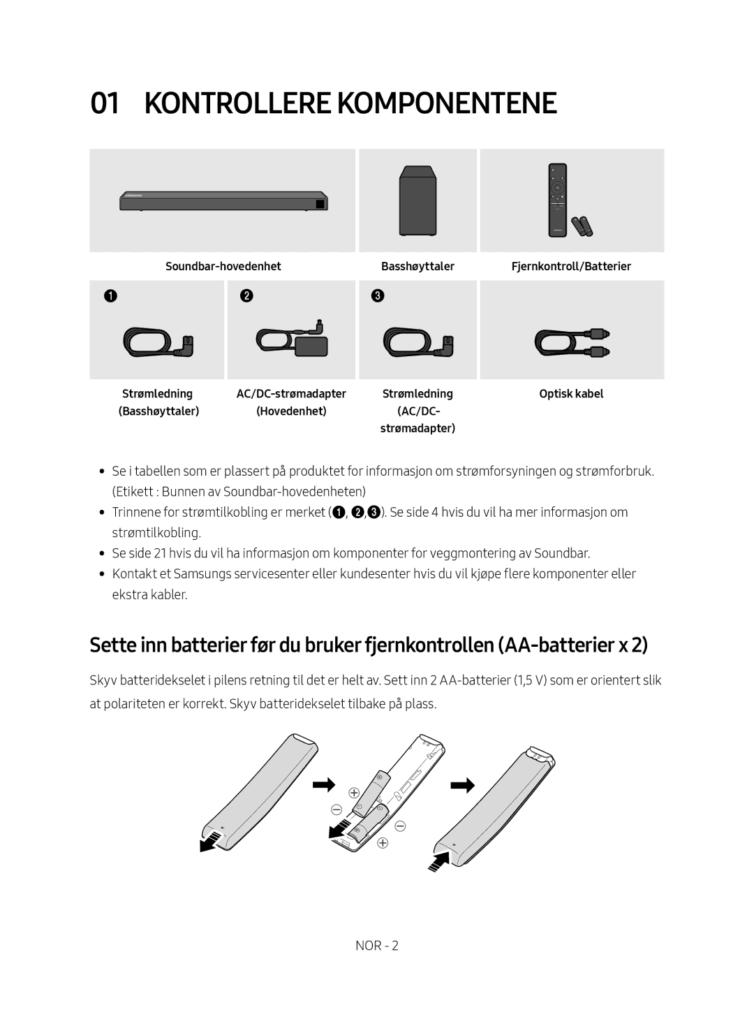 Samsung HW-N460/XE manual Kontrollere Komponentene 