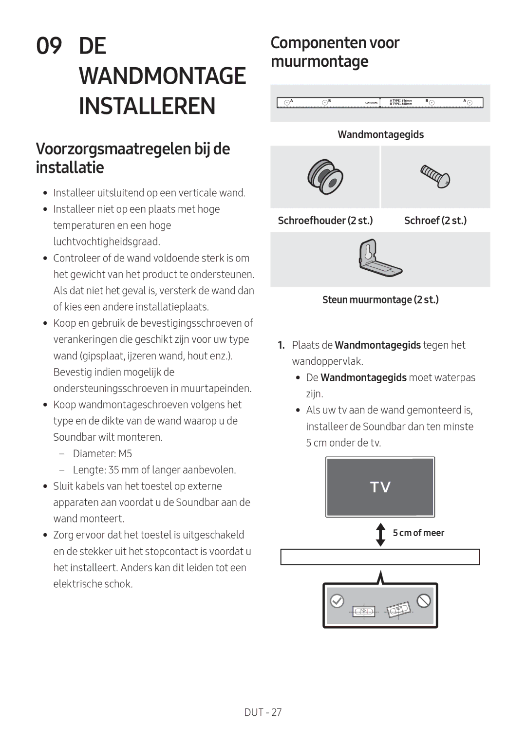 Samsung HW-N550/EN, HW-N550/XN manual Voorzorgsmaatregelen bij de installatie, Cm of meer 