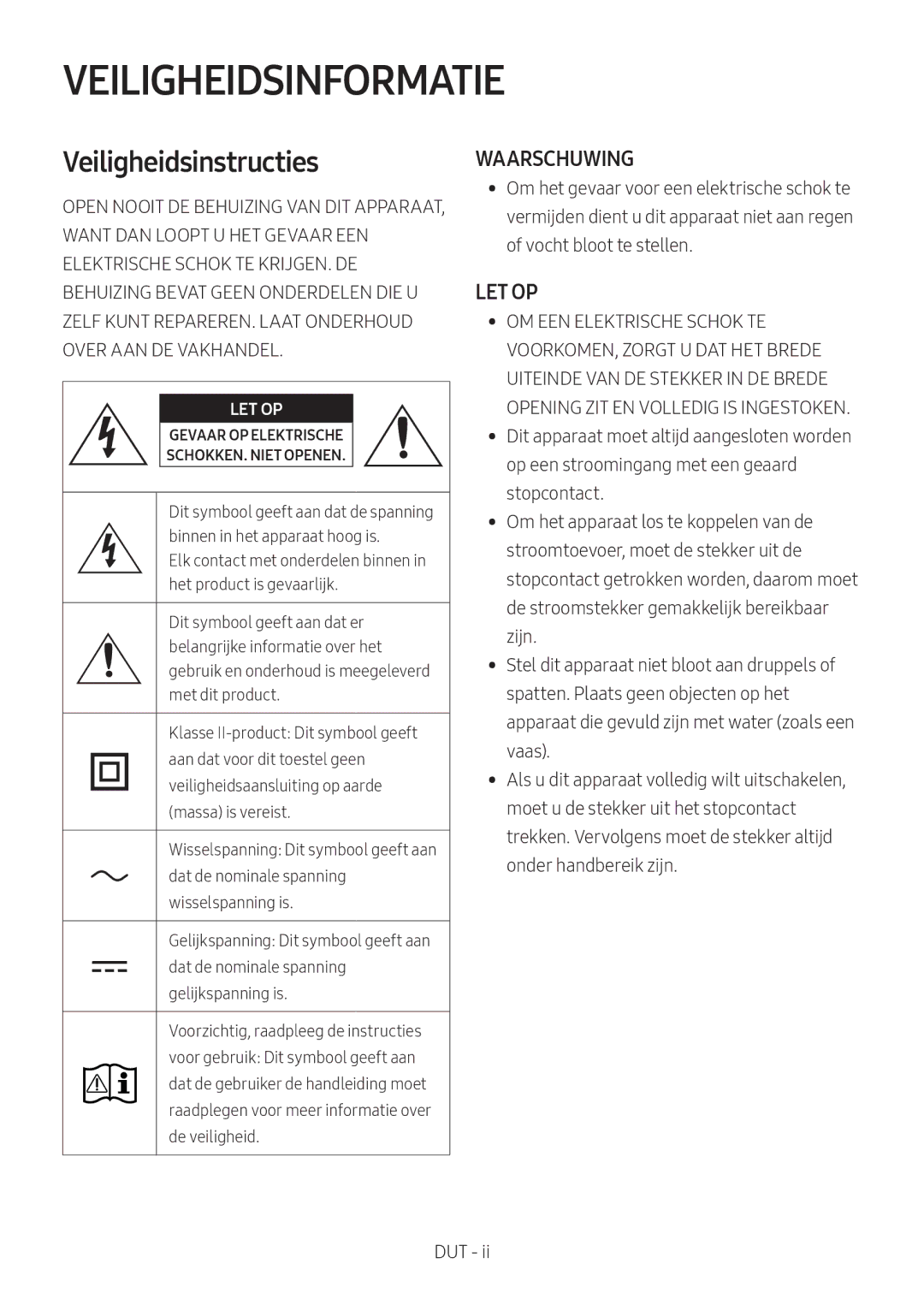 Samsung HW-N550/XN, HW-N550/EN manual Veiligheidsinformatie, Veiligheidsinstructies 