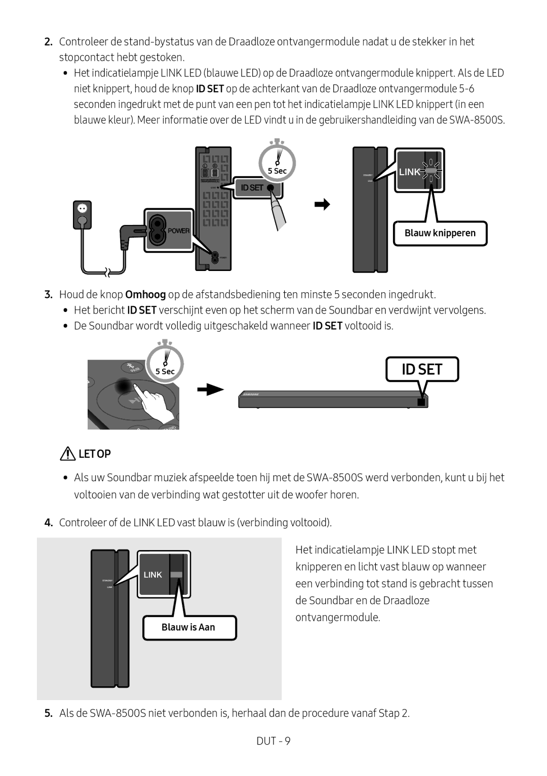 Samsung HW-N550/EN, HW-N550/XN manual Letop, Blauw knipperen 