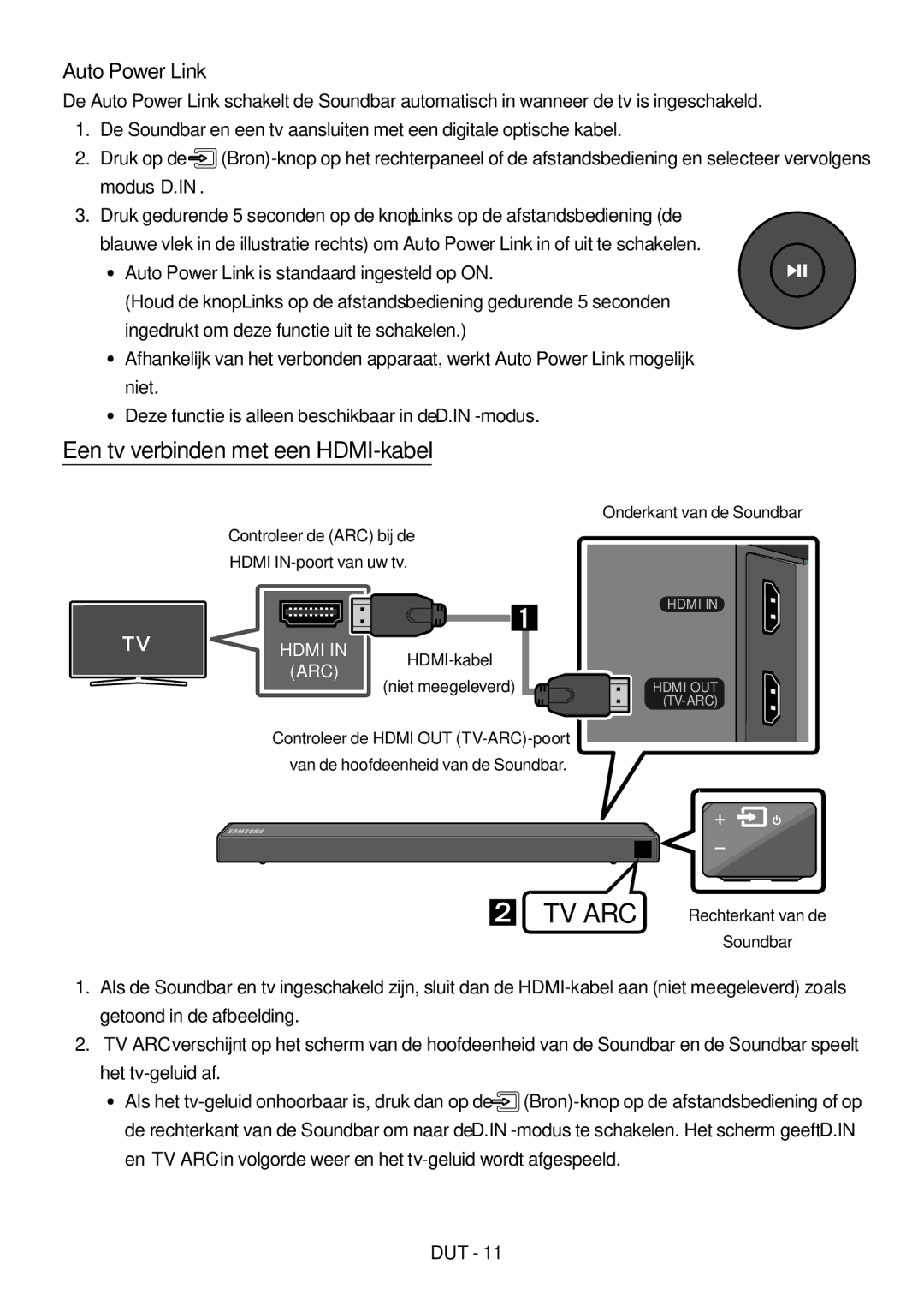 Samsung HW-N550/EN, HW-N550/XN manual Een tv verbinden met een HDMI-kabel, Auto Power Link 