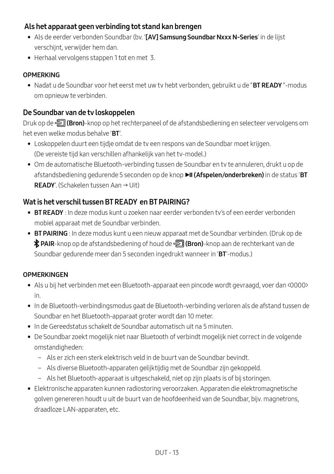 Samsung HW-N550/EN Als het apparaat geen verbinding tot stand kan brengen, De Soundbar van de tv loskoppelen, Opmerking 