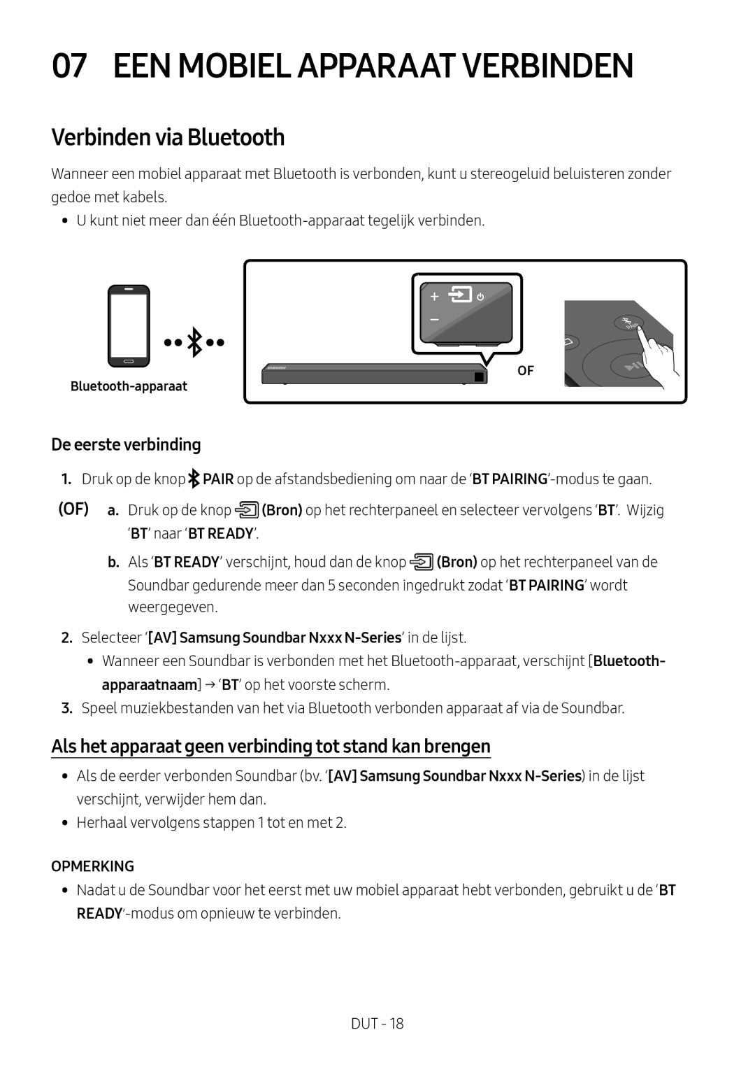 Samsung HW-N550/XN, HW-N550/EN manual EEN Mobiel Apparaat Verbinden, Verbinden via Bluetooth, Bluetooth-apparaat 