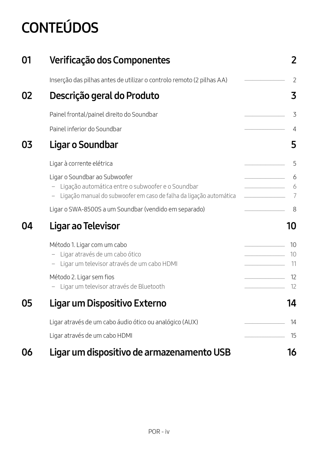 Samsung HW-N550/ZF manual Conteúdos 