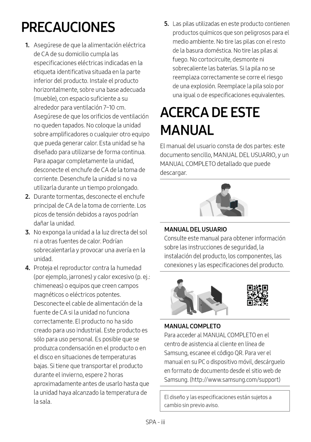 Samsung HW-N550/ZF manual Precauciones, Acerca DE Este Manual, Manual DEL Usuario 