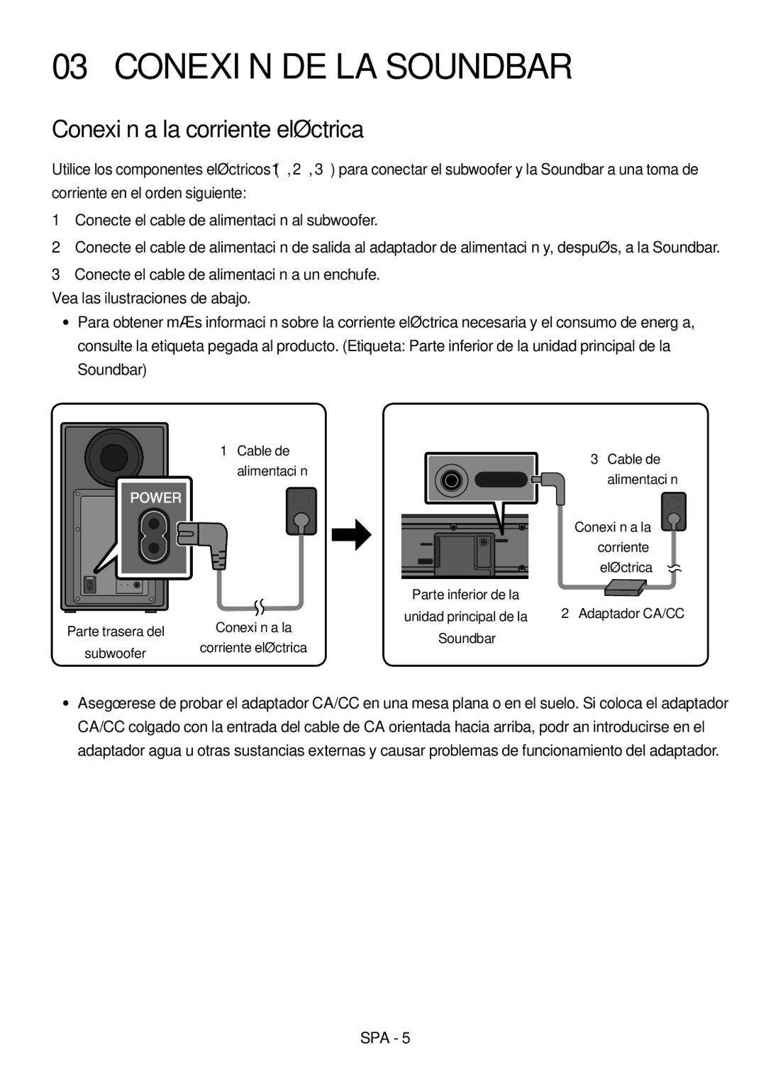 Samsung HW-N550/ZF manual Conexión DE LA Soundbar, Conexión a la corriente eléctrica, 1Cable de Alimentación 