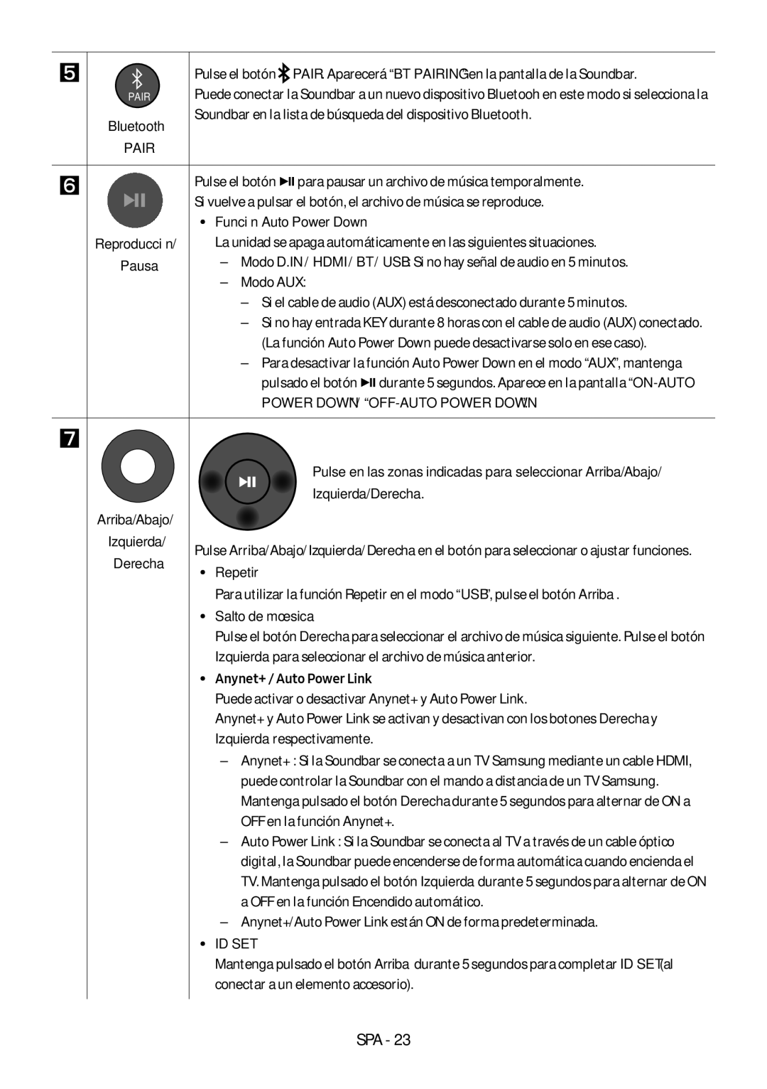 Samsung HW-N550/ZF manual Función Auto Power Down, Izquierda/Derecha, Salto de música 