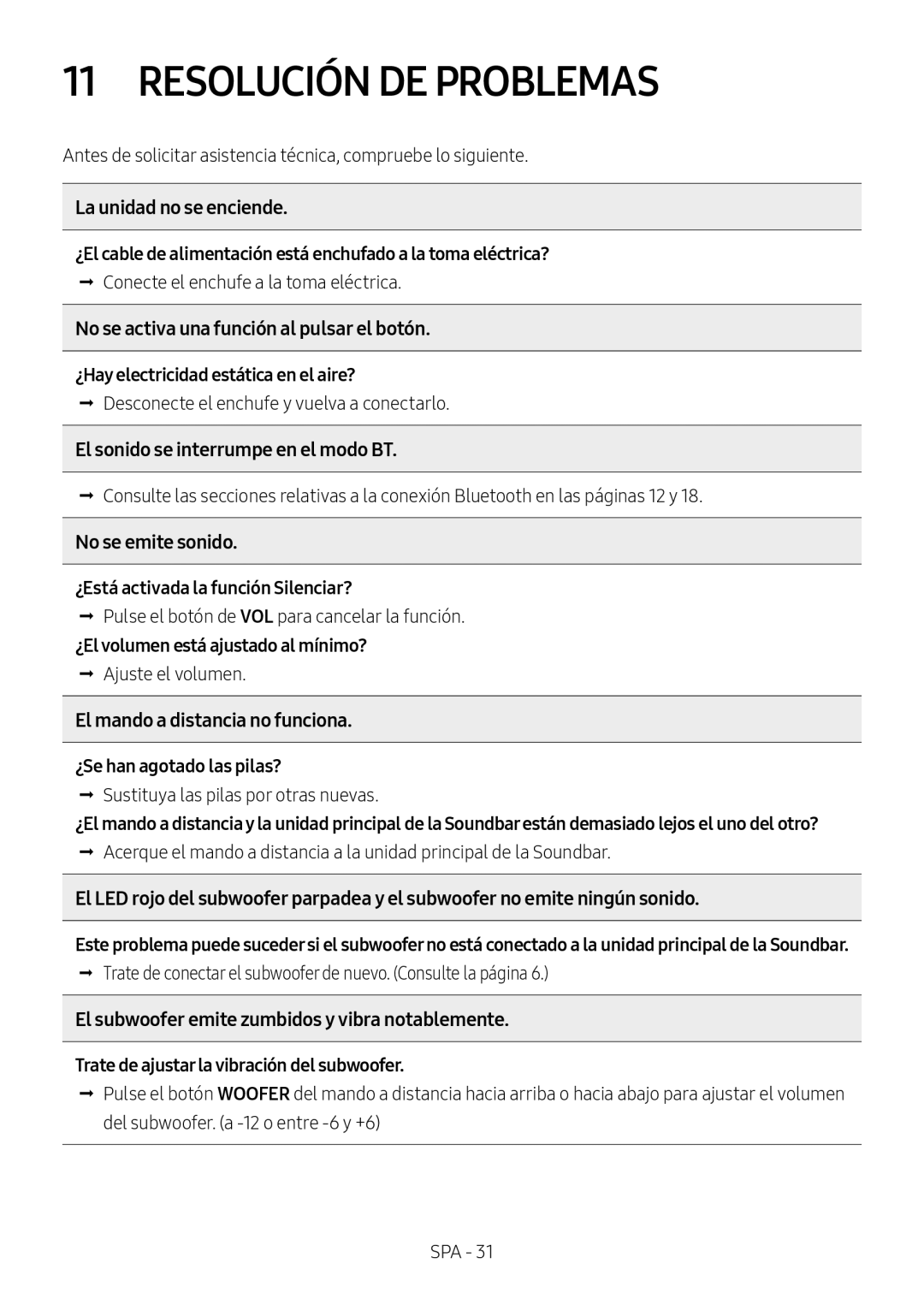 Samsung HW-N550/ZF manual Resolución DE Problemas 