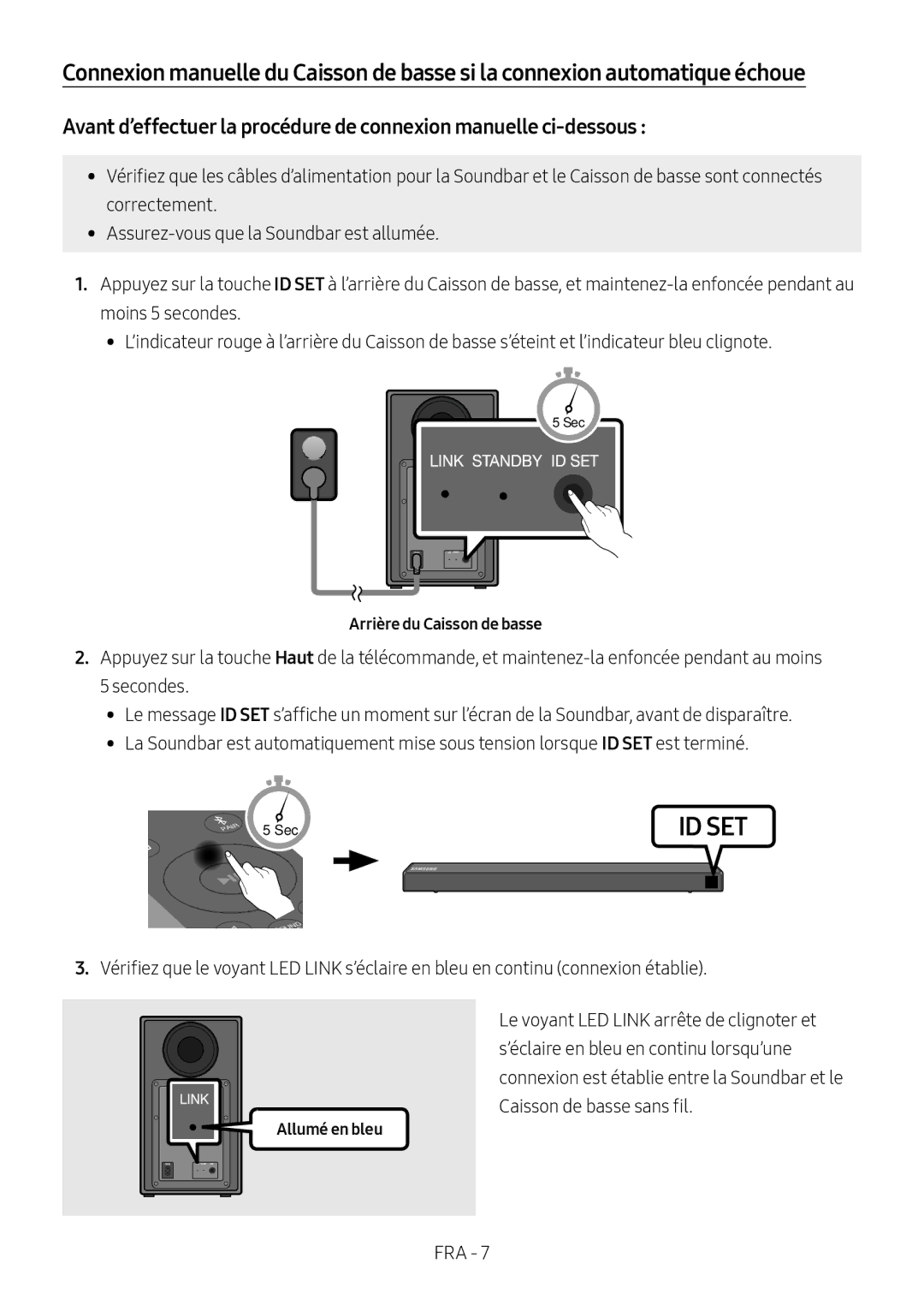 Samsung HW-N550/ZF manual Arrière du Caisson de basse, Allumé en bleu 