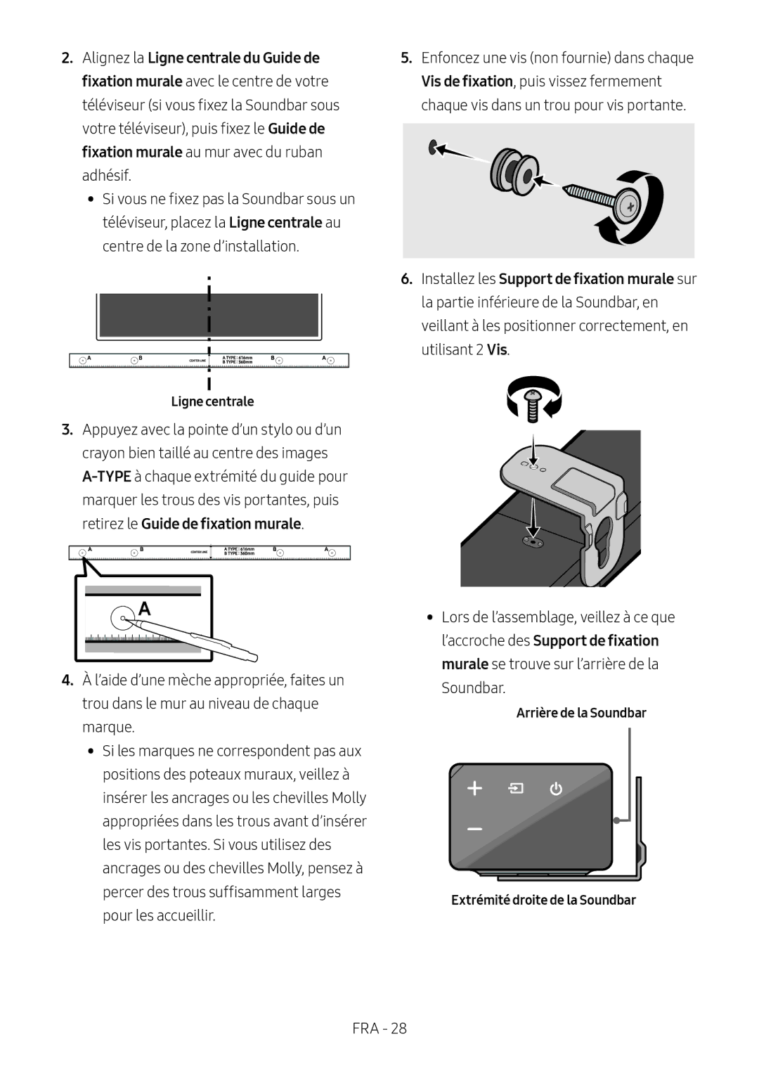 Samsung HW-N550/ZF manual Arrière de la Soundbar Extrémité droite de la Soundbar 