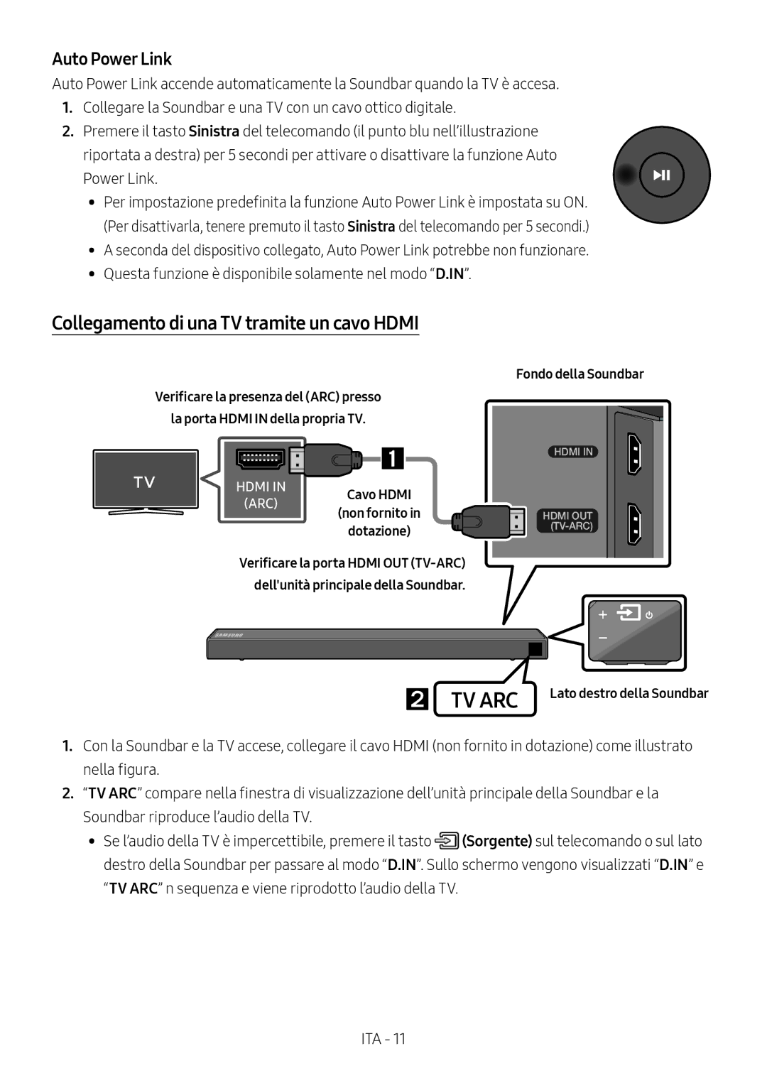 Samsung HW-N550/ZF manual Collegamento di una TV tramite un cavo Hdmi, Fondo della Soundbar 