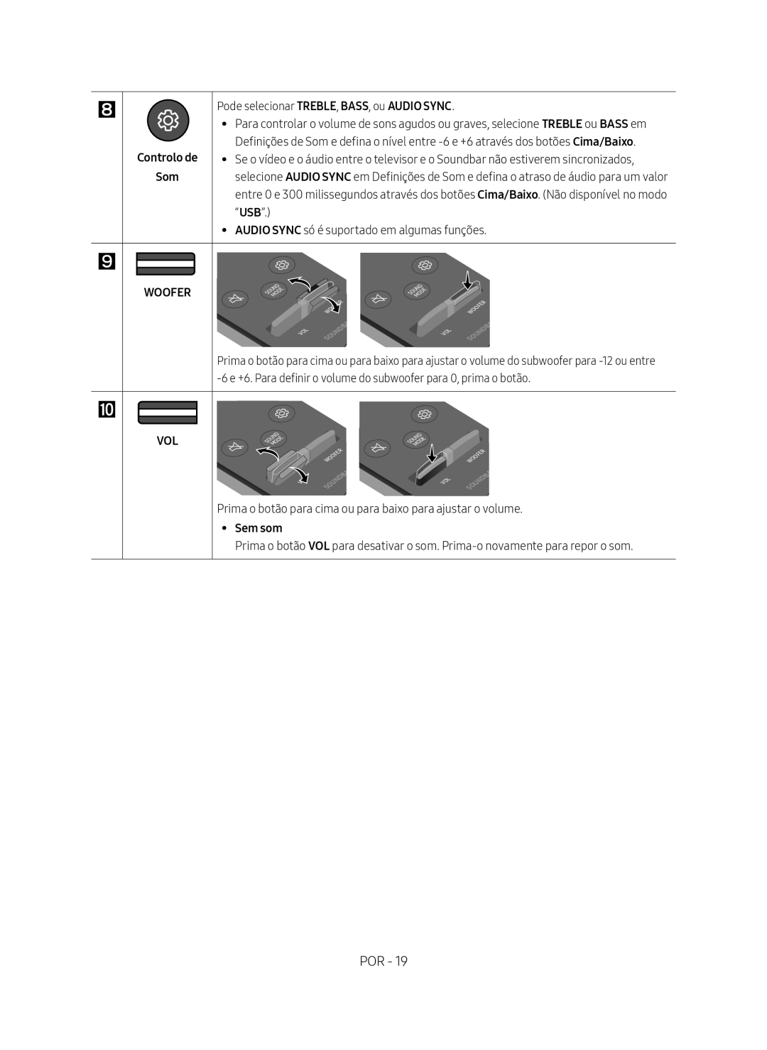 Samsung HW-N550/ZF manual Controlo de Som, Sem som 