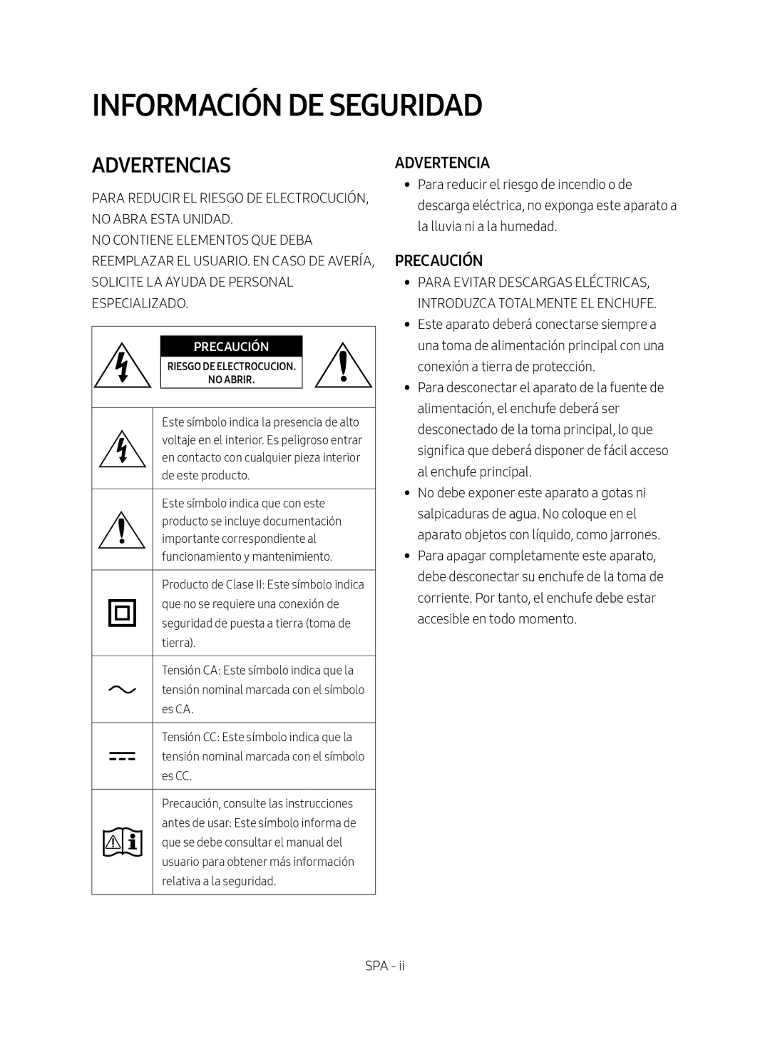 Samsung HW-N550/ZF manual Información DE Seguridad, Advertencias 