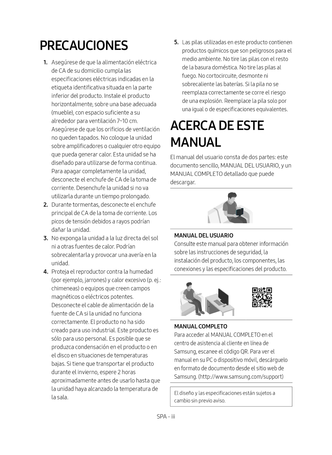 Samsung HW-N550/ZF manual Precauciones, Acerca DE Este Manual, Manual DEL Usuario 