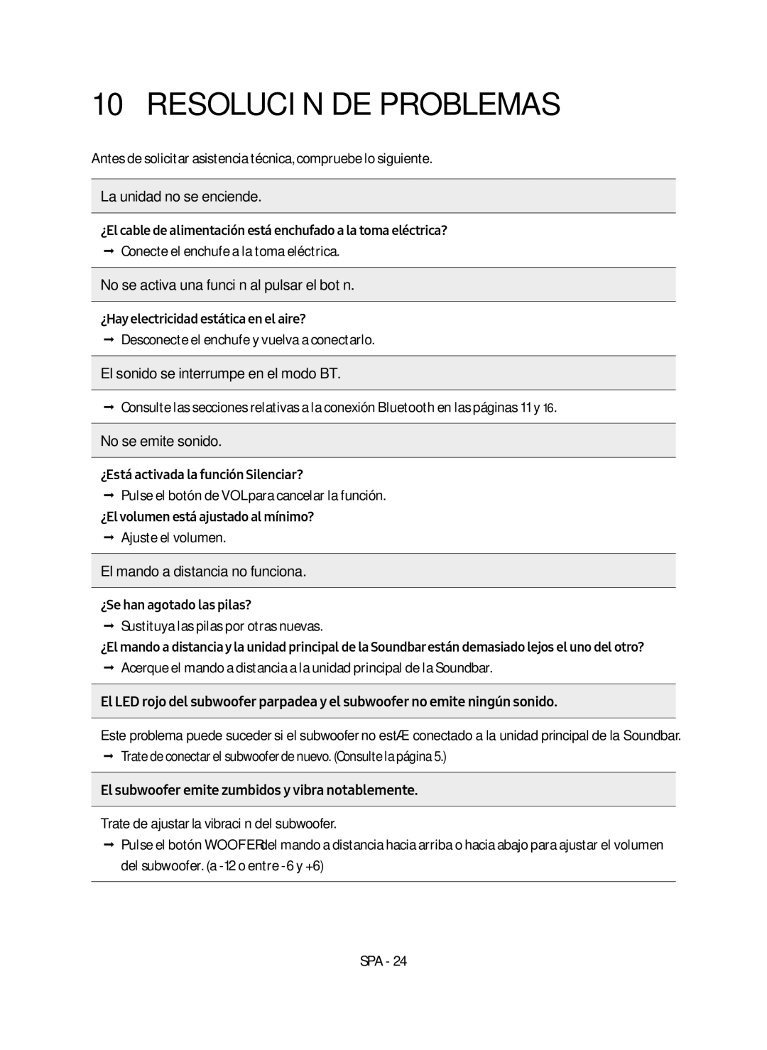 Samsung HW-N550/ZF manual Resolución DE Problemas 