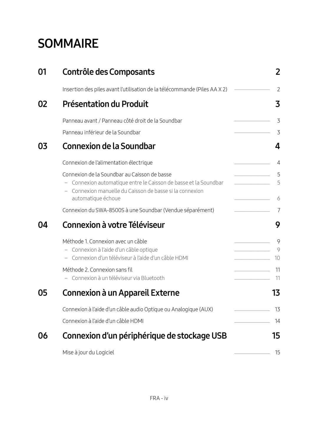 Samsung HW-N550/ZF manual Sommaire 