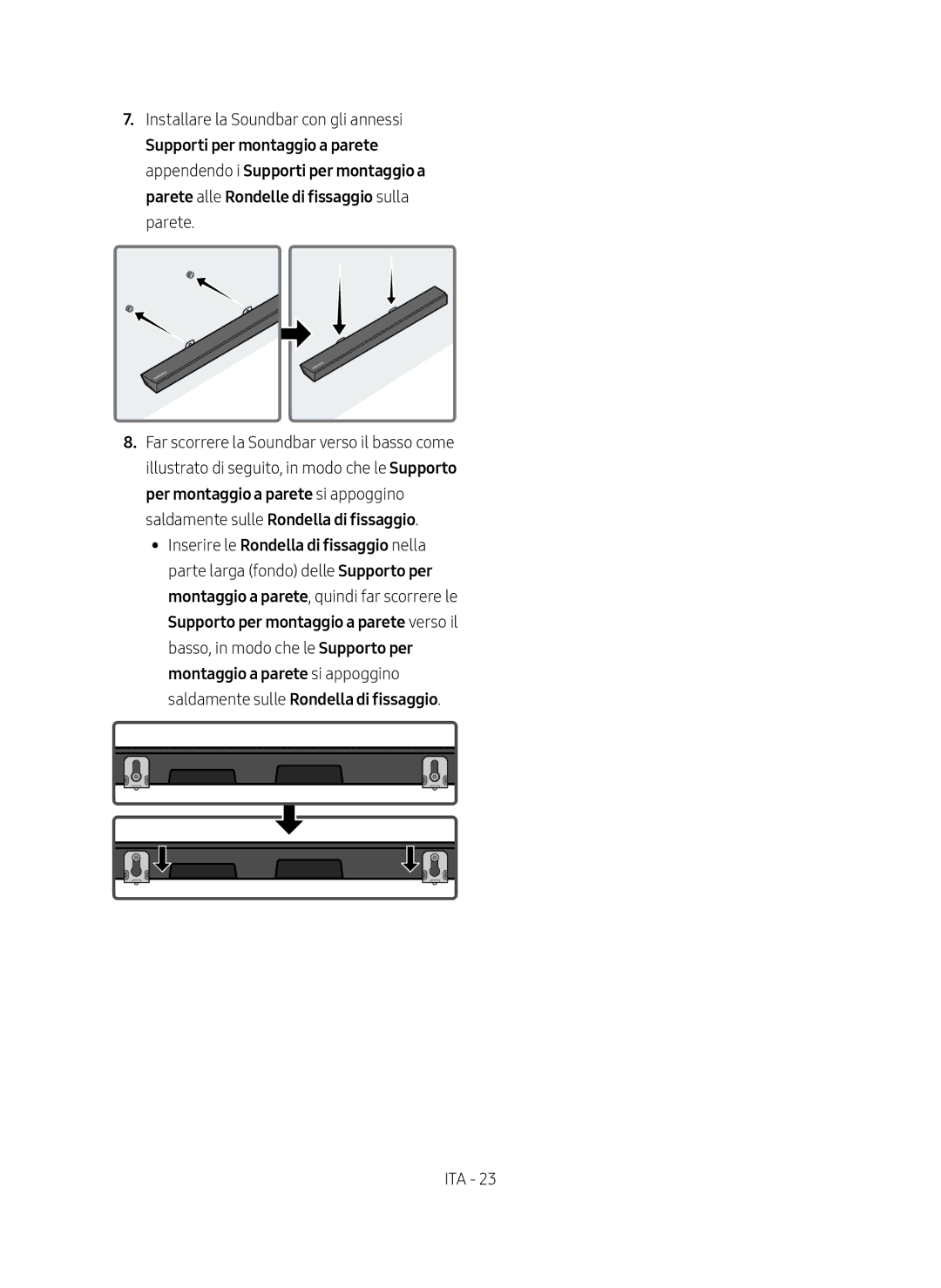 Samsung HW-N550/ZF manual Installare la Soundbar con gli annessi 