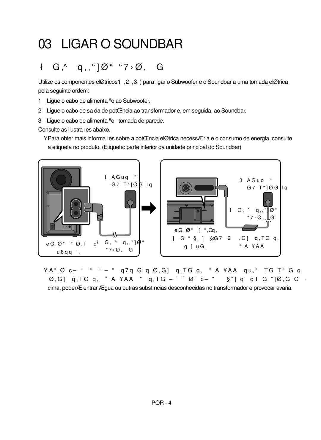 Samsung HW-N550/ZF manual Ligar O Soundbar, Ligar à corrente elétrica 