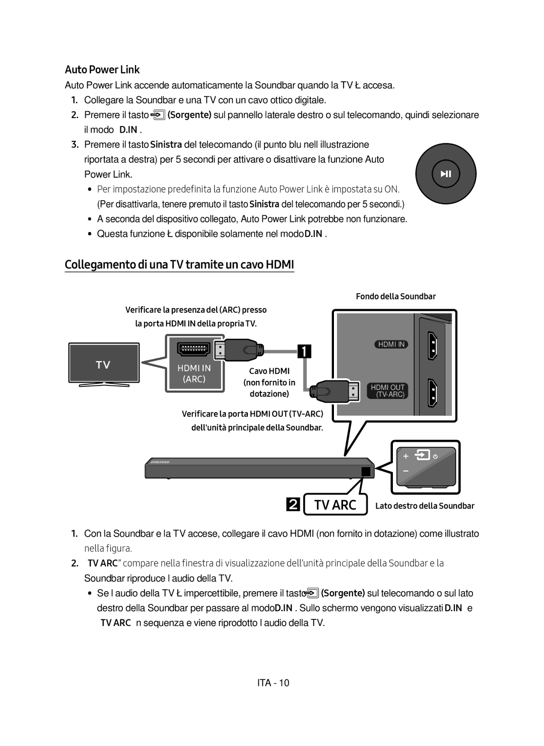 Samsung HW-N550/ZG manual Collegamento di una TV tramite un cavo Hdmi, Power Link 