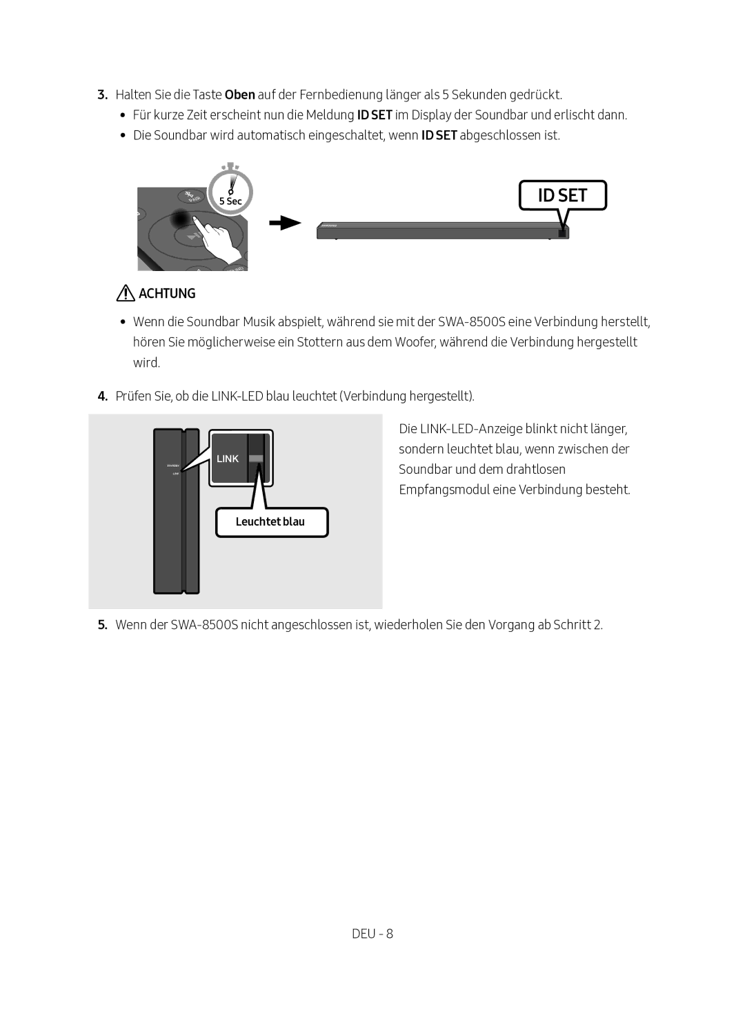 Samsung HW-N650/EN, HW-N650/XN manual Achtung 