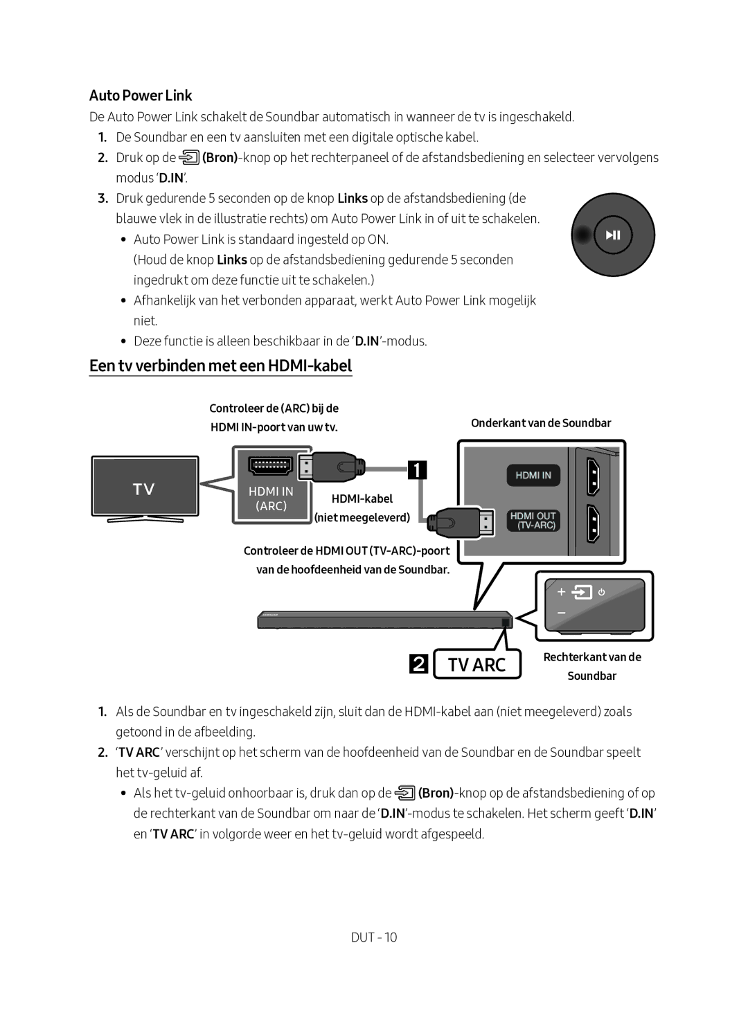 Samsung HW-N650/EN, HW-N650/XN manual Een tv verbinden met een HDMI-kabel, Controleer de ARC bij de Hdmi IN-poort van uw tv 